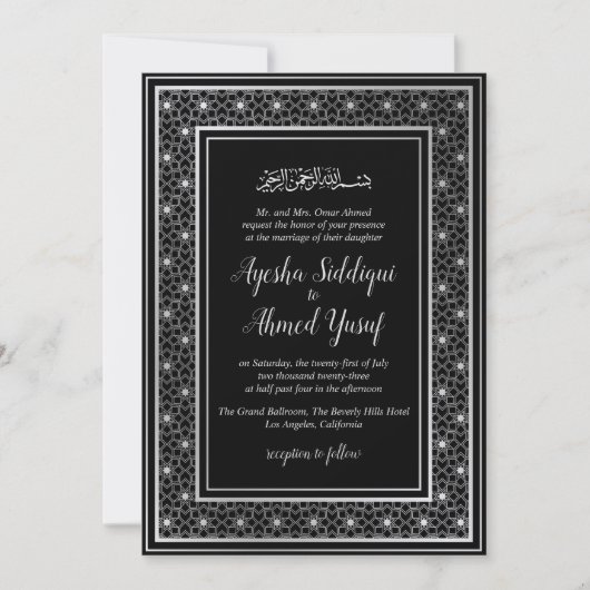 Schwarz-Silbermuslime Einladung (Vorderseite)