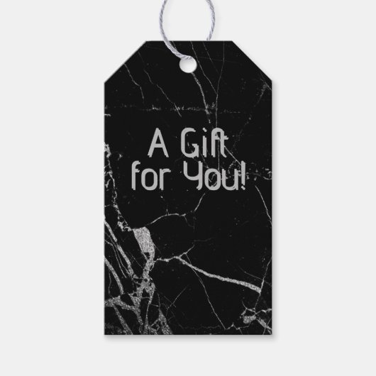 Schwarz-silberne Marmorader Geschenkanhänger (Vorderseite)