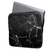 Schwarz-silberne Marmorader Laptopschutzhülle (Vorderseite Links)