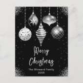 Schwarz-silberne Ornamente Frohe Weihnachten (Vorderseite)