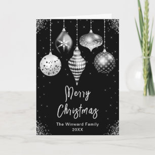 Schwarz-silberne Ornamente Frohe Weihnachten