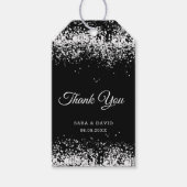 Schwarz | Silberner Glitzer Flaschenhammer Geschenkanhänger (Vorderseite)