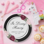 Schwarz-Silberrosa-Gedenkfeier Pappteller (Party)