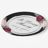 Schwarz-Silberrosa-Gedenkfeier Pappteller (Schrägansicht)
