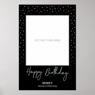 Schwarz & Silver Happy Geburtstag Foto Frame Prop Poster
