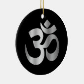 Schwarz-Silver-Om-Symbol Keramik Ornament (Rechts)