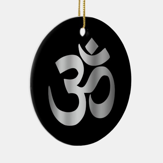 Schwarz-Silver-Om-Symbol Keramik Ornament (Rechts)