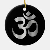 Schwarz-Silver-Om-Symbol Keramik Ornament (Vorne)