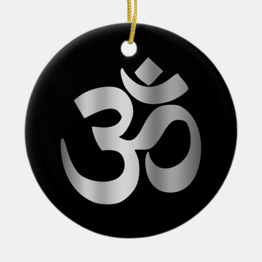 Schwarz-Silver-Om-Symbol Keramik Ornament (Vorne)