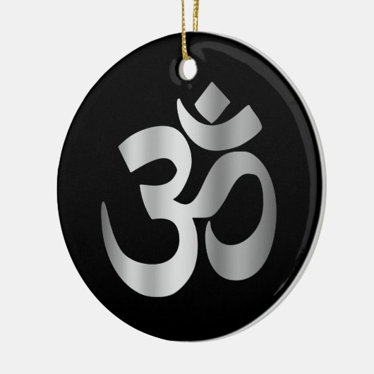 Schwarz-Silver-Om-Symbol Keramik Ornament (Links)