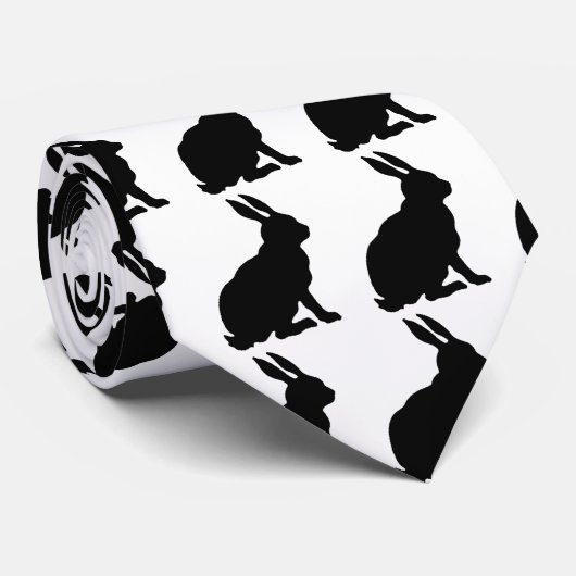 Schwarz-Sitzen-Kaninchenprofil auf Weiß Krawatte (Gerollt)