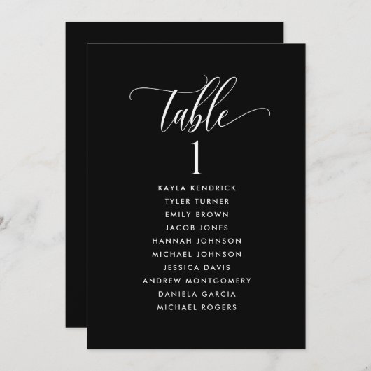 Schwarz, Sitzplan-Karten mit Gästennamen (Vorne/Hinten)