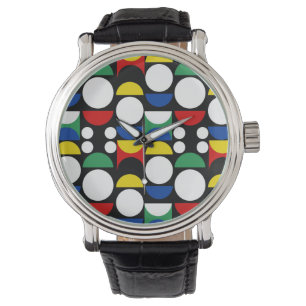 Schwarz-skandinavisches Bauhaus-Muster Mitte des J Armbanduhr