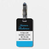 Schwarz, Sky Blue Monogram, personalisieren Gepäckanhänger (Rückseite vertikal)