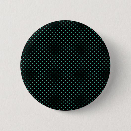 Schwarz-Smaragd-Grün-Polka-Punktmuster Button (Vorderseite)
