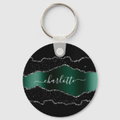 Schwarz-Smaragdgrün-Agarate-Marmornamenskript Schlüsselanhänger (Vorderseite)