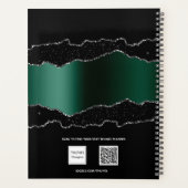 Schwarz-Smaragdgrün Silberstreifen Marmor 2026 Planer (Rückseite)