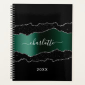 Schwarz-Smaragdgrün Silberstreifen Marmor 2026 Planer (Vorderseite)