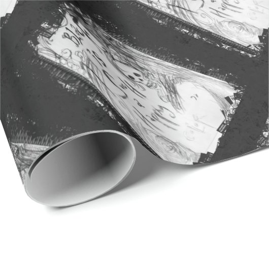 Schwarz so glücklich geschenkpapier (Rolleneckpunkt)