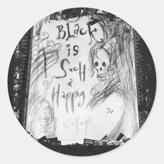 Schwarz so glücklich runder aufkleber (Vorderseite)