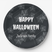 Schwarz-Spooky Halloween anpassbar Pappteller (Vorderseite)