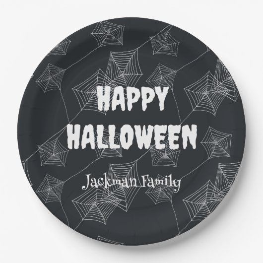 Schwarz-Spooky Halloween anpassbar Pappteller (Vorderseite)