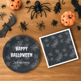 Schwarz-Spooky Halloween anpassbar Pappteller