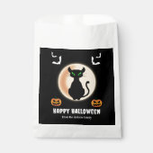 Schwarz Spooky Katze grüne Augen mit Mond Hallowee Geschenktütchen (Vorderseite)