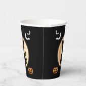 Schwarz Spooky Katze grüne Augen mit Mond Hallowee Pappbecher (Rechts)