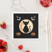 Schwarz Spooky Katze grüne Augen mit Mond Hallowee Serviette (Beispiel)