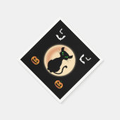 Schwarz Spooky Katze grüne Augen mit Mond Hallowee Serviette (Ecke)