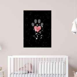 Schwarz Starlight Pink Heart Dog Paw Print Pen Nam Poster