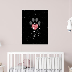 Schwarz Starlight Pink Heart Dog Paw Print Pen Nam Poster
