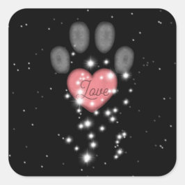 Schwarz Starlight Pink Heart Dog Paw Print Pen Nam Quadratischer Aufkleber