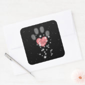 Schwarz Starlight Pink Heart Dog Paw Print Pen Nam Quadratischer Aufkleber (Umschlag)