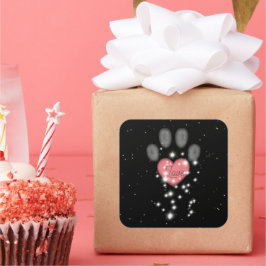 Schwarz Starlight Pink Heart Dog Paw Print Pen Nam Quadratischer Aufkleber