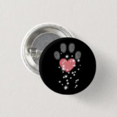 Schwarz Starlight Pink Heart Paw Print Dog Button (Vorne & Hinten)