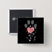Schwarz Starlight Pink Heart Paw Print Dog Button (Vorne & Hinten)