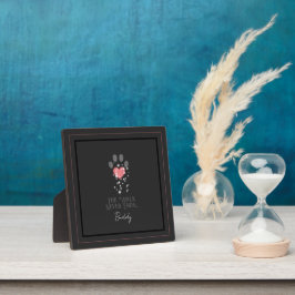 Schwarz Starlight Pink Heart Paw Print Dog Memoria Fotoplatte