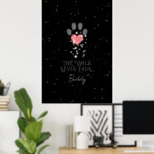 Schwarz Starlight Pink Heart Paw Print Dog Memoria Poster (Heimbüro)