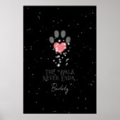Schwarz Starlight Pink Heart Paw Print Dog Memoria Poster (Vorne)