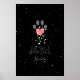 Schwarz Starlight Pink Heart Paw Print Dog Memoria Poster