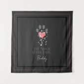 Schwarz Starlight Pink Heart Paw Print Dog Memoria Wandteppich (Vorderseite)