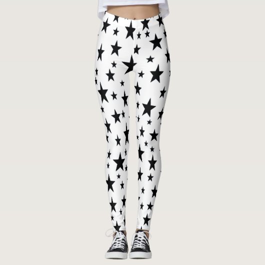 Schwarz-Sterne Leggings (Vorderseite)