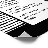 Schwarz Stilvoll extravagant gestreift. Menü "Hoch Poster (Ecke)