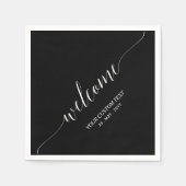 Schwarz | Stilvolles Begrüßungs-Begrüßungs-Party Serviette (Vorderseite)