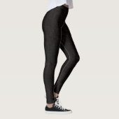 Schwarz strukturierte Vollfarbe Leggings (Rechts)
