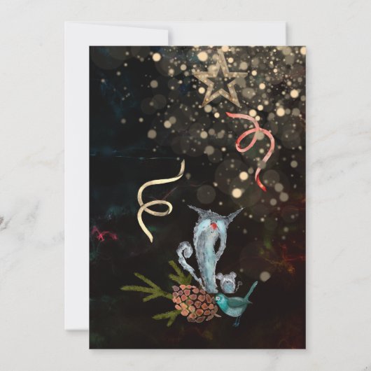 Schwarz-stylische Party Einladung des neuen Jahres (Rückseite)