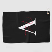 Schwarz-stylisches, individuelles Monogramm Golfhandtuch (Horizontal)