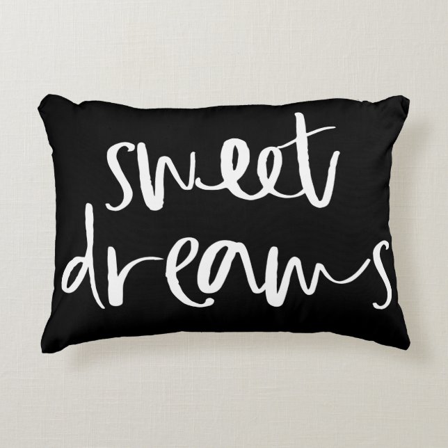 Schwarz Sweet Dreams Handschrift Kissen (Vorderseite)